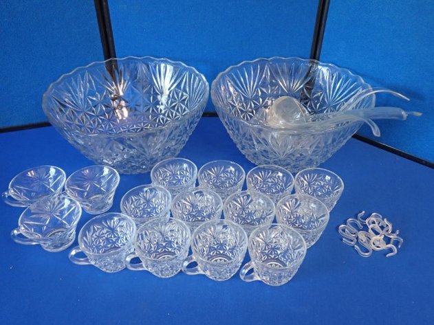 Image for Pressed Glass Punch Bowl Set