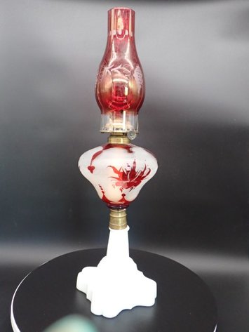 Image for Ruby and Milk Glass Lamp