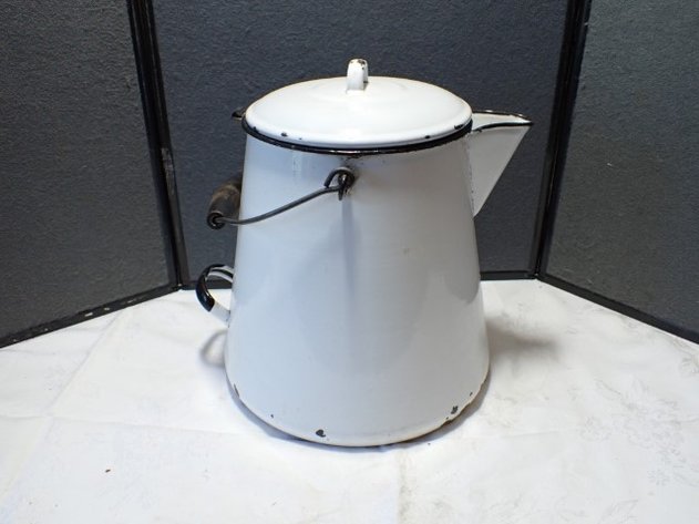 Image for White Enamel Coffee Pot
