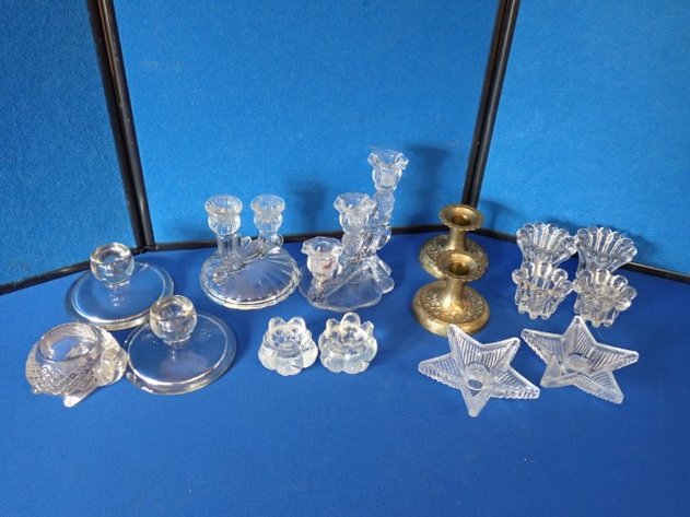 Image for Clear Glass Taper Candlestick Holders