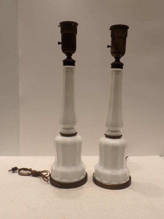 Pair of Vintage White Ceramic Table Lamps