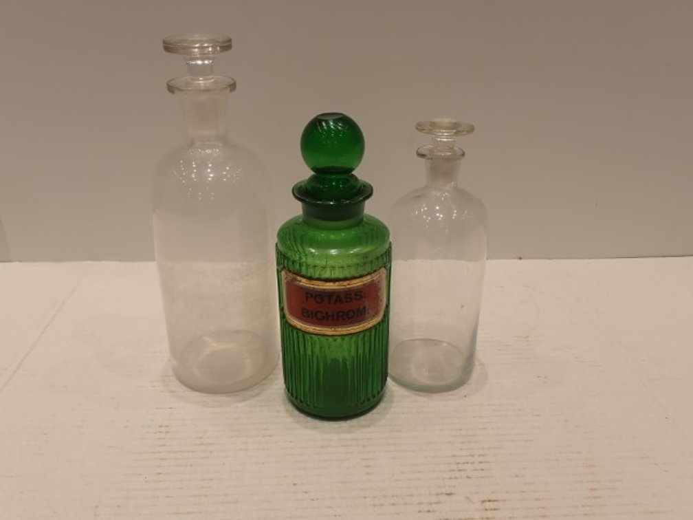 Vintage Apothecary Bottles with Glass Stoppers