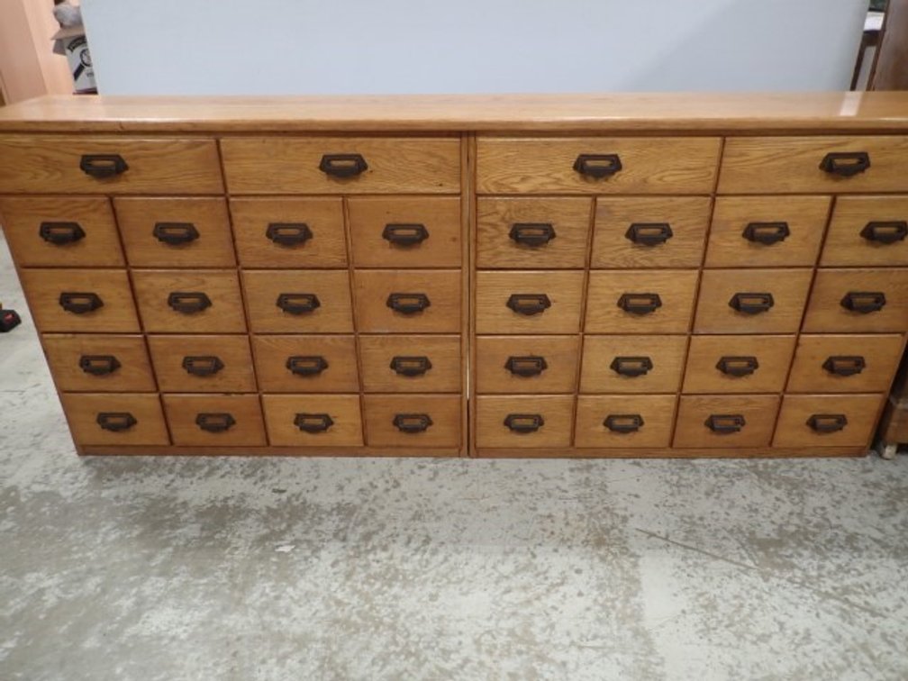 36 Drawer Oak Cabinet