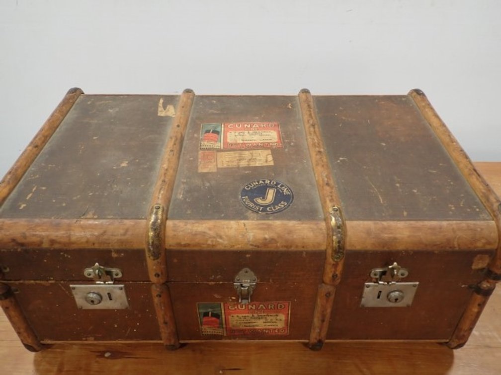 Antique Cunard Steamer Trunk