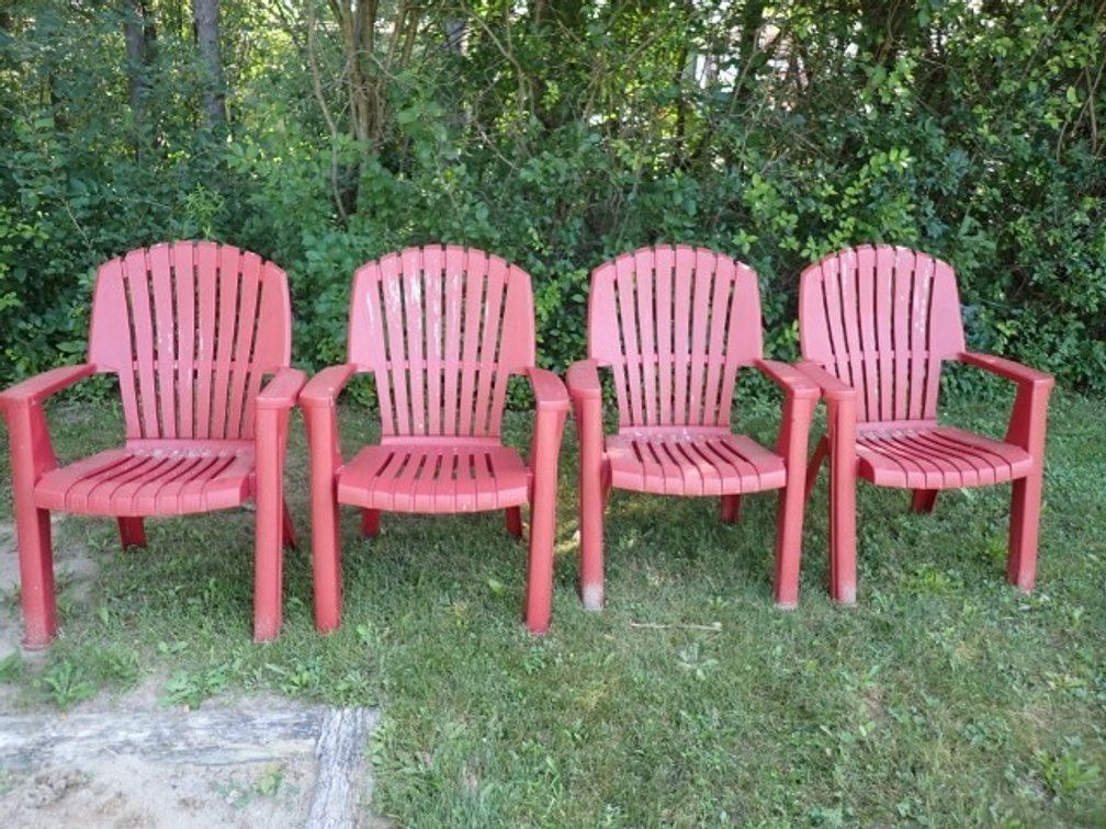 Four Stacking Long Chairs