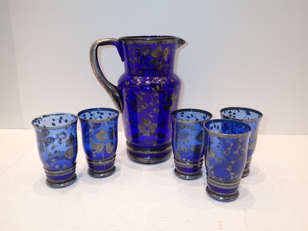 Cobalt Blue Pitcher and Glasses