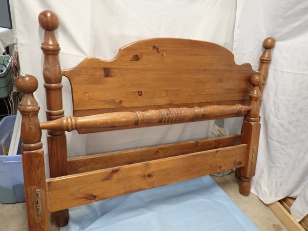 Image for Stained Wooden Bed with Posts