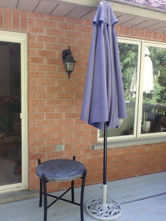 Faux Stone Table and Umbrella