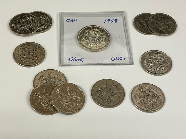 Image for 1958 Silver 50-cent Plus 11 50-cent Coins