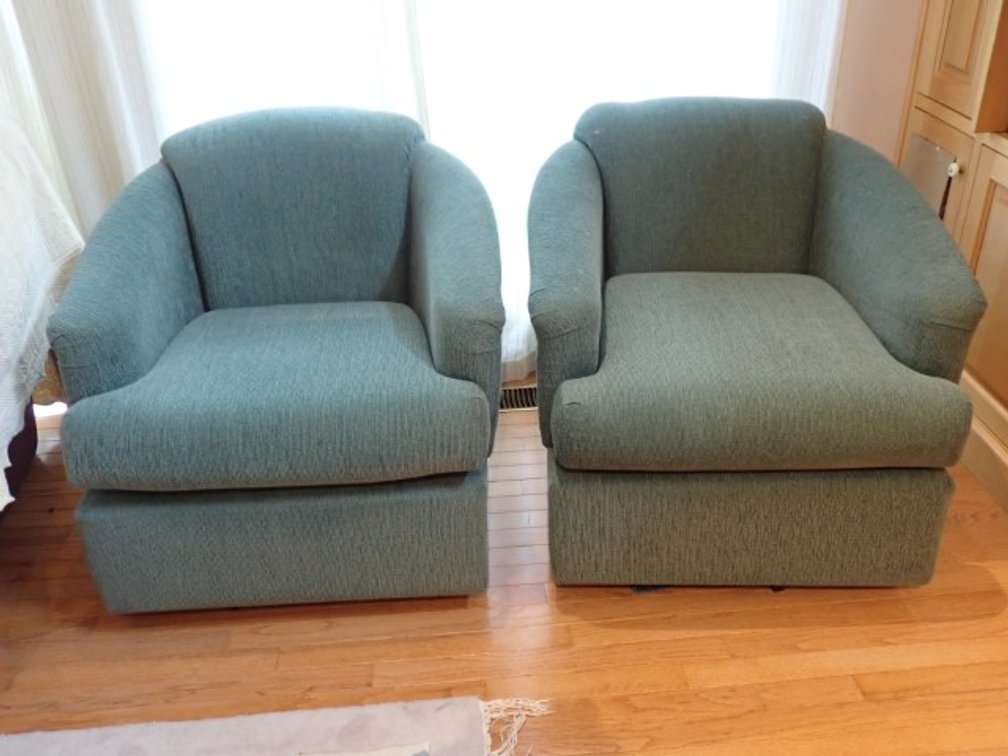 Pair of Best Chairs Green Upholstered Armchairs