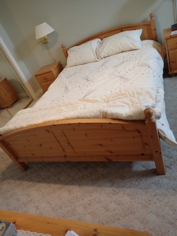 IKEA Pine Queen Bed with King Koil Mattress