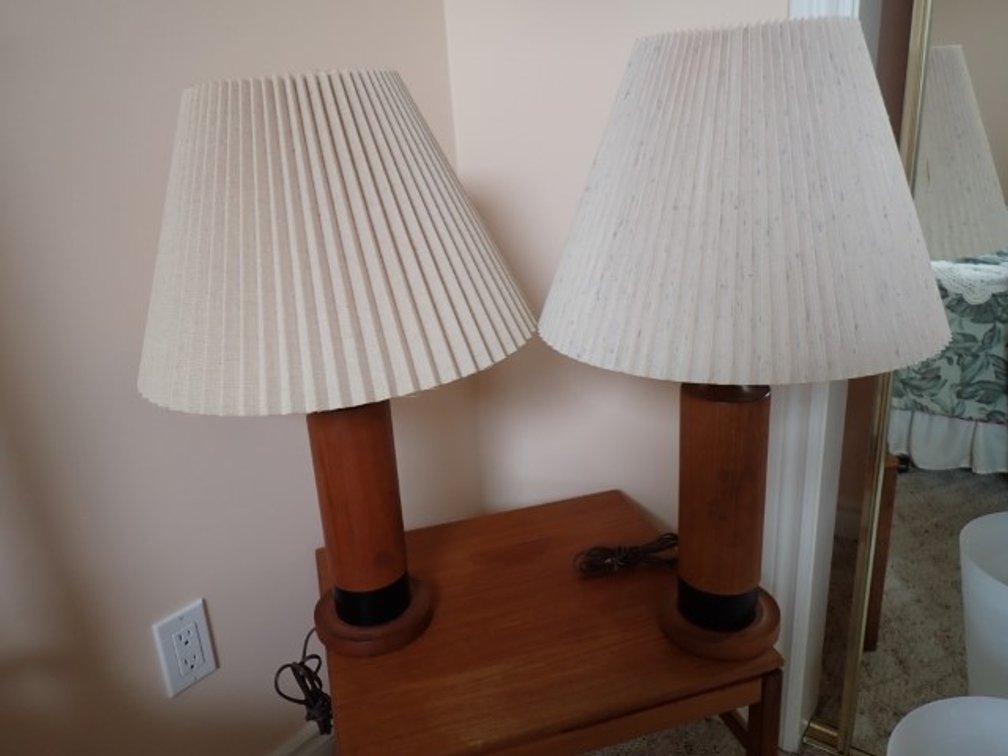 Pair of Mid-Century Modern Teak Table Lamps