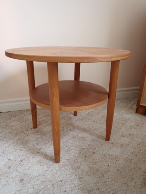 Rounded Teak-like Night Stand
