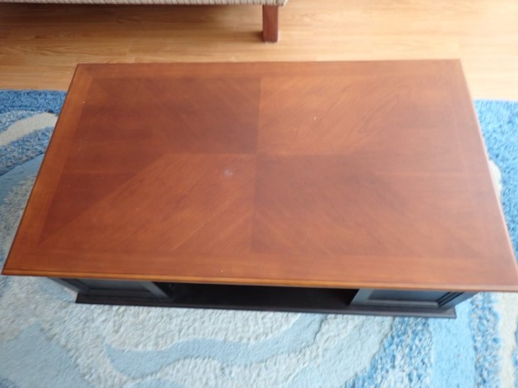 Two-Tone Coffee Table with Basket Storage