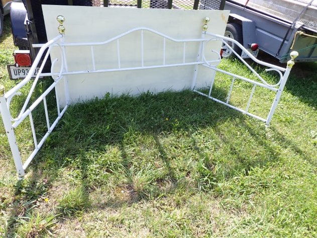 Image for White and Brass Accent Day Bed frame