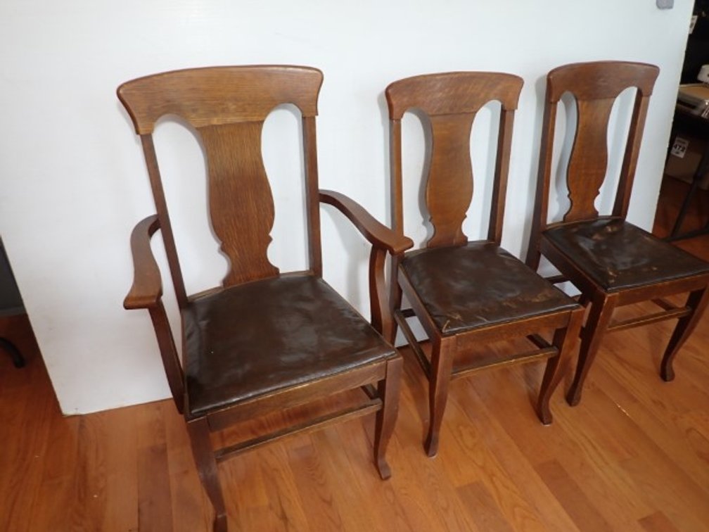 Three Oak Dining Chairs
