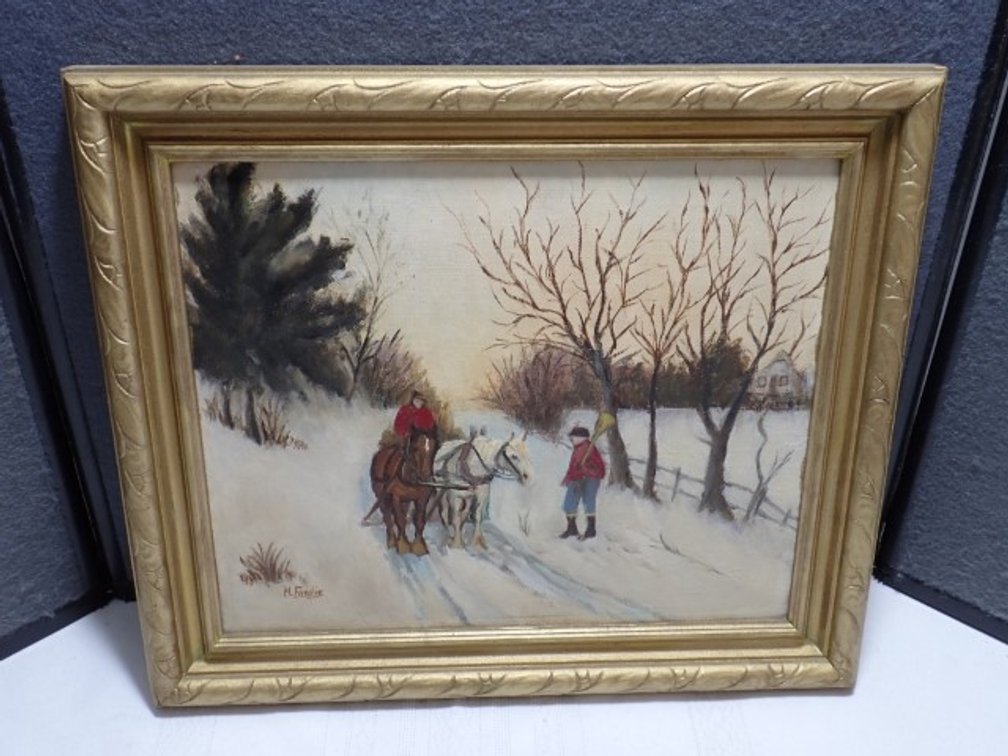 Folk Art Oil-on-Board