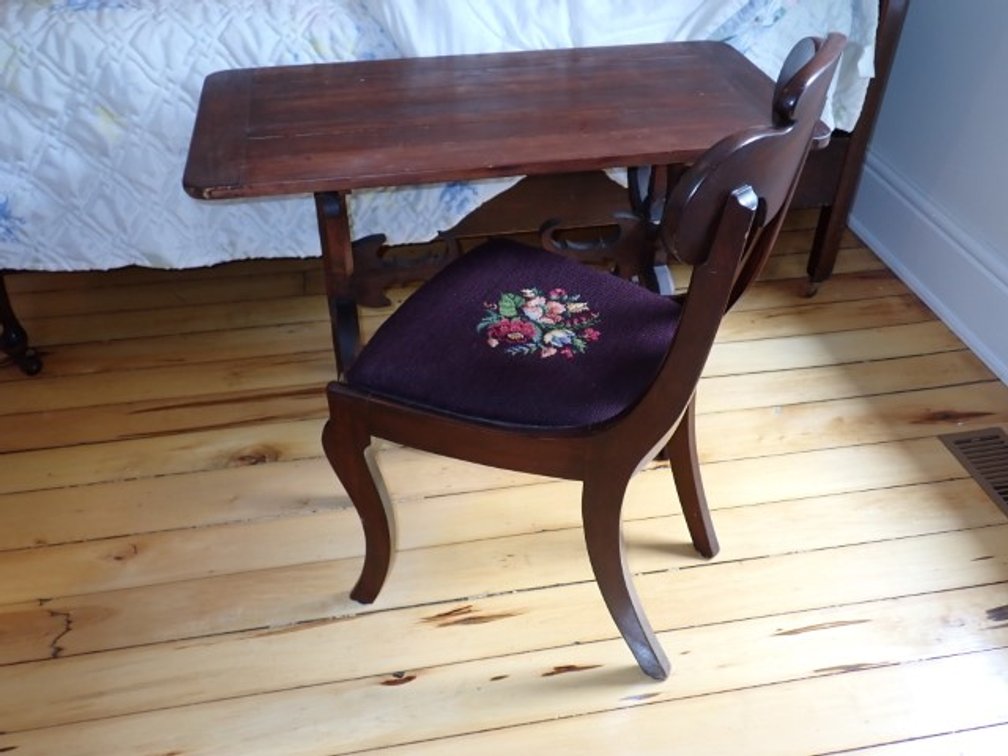 Side Table and Needlepoint Chair