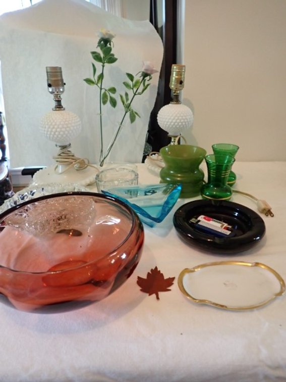 Glass Ashtrays and Lamps