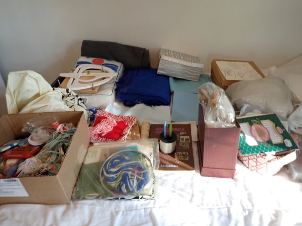 Crafting fabric, notions, cross stitch
