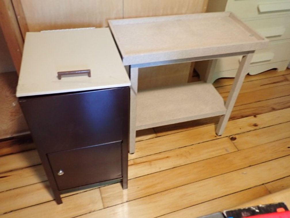 Metal Cabinet and Table