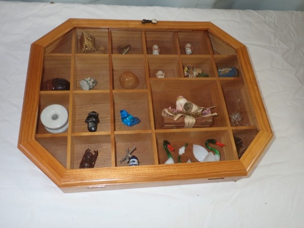 Trinkets in Display Shelf