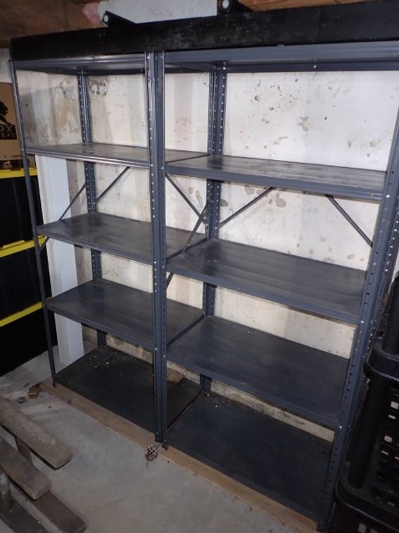 Pair of Grey Metal Shelves