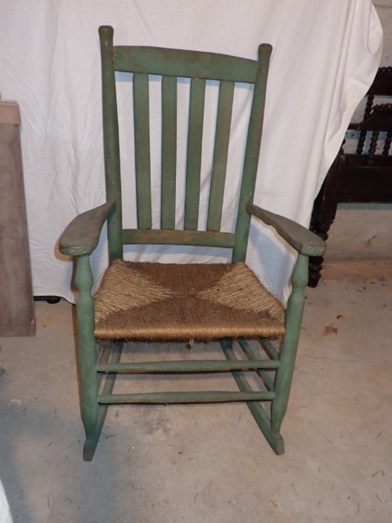 Old Rush Seat Rocker