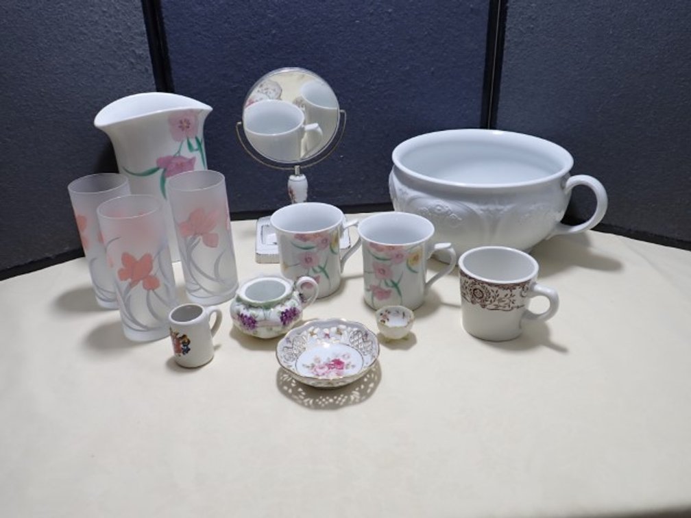 Floral Porcelain & Glass