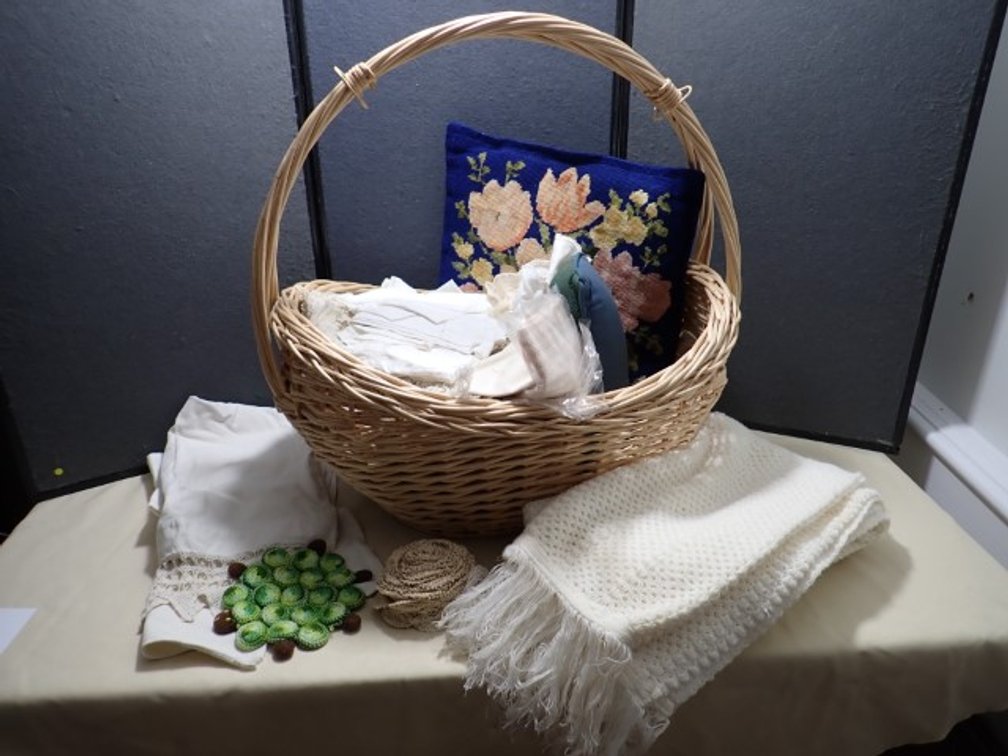 Basket of Vintage Linens 'n Things