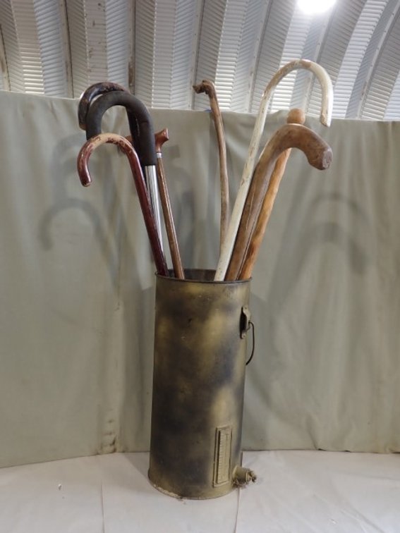 Canes & Walking Sticks In a Bucket