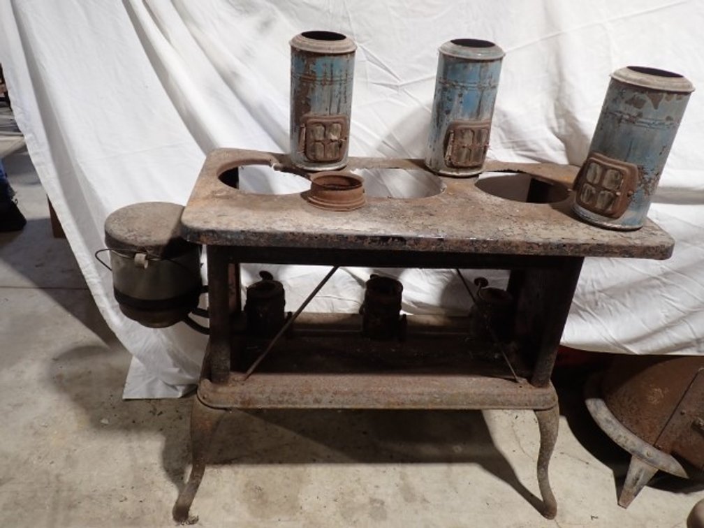 Antique 3-Burner Kerosene Wick Oil Cook Stove