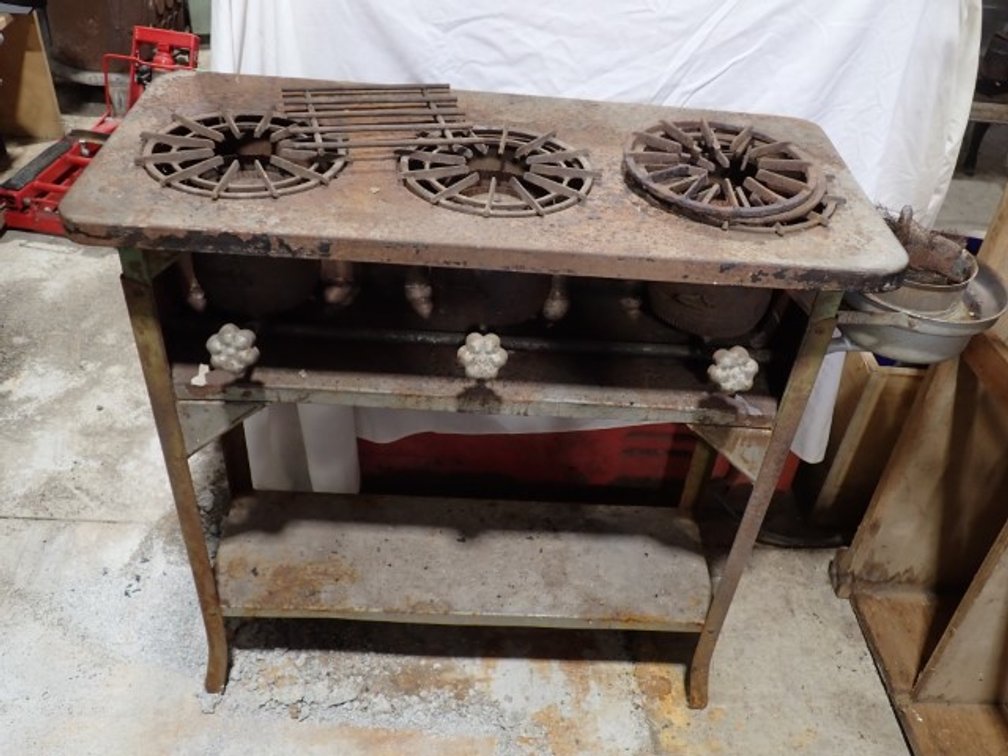 Antique 3-Burner Metal Cook Stove