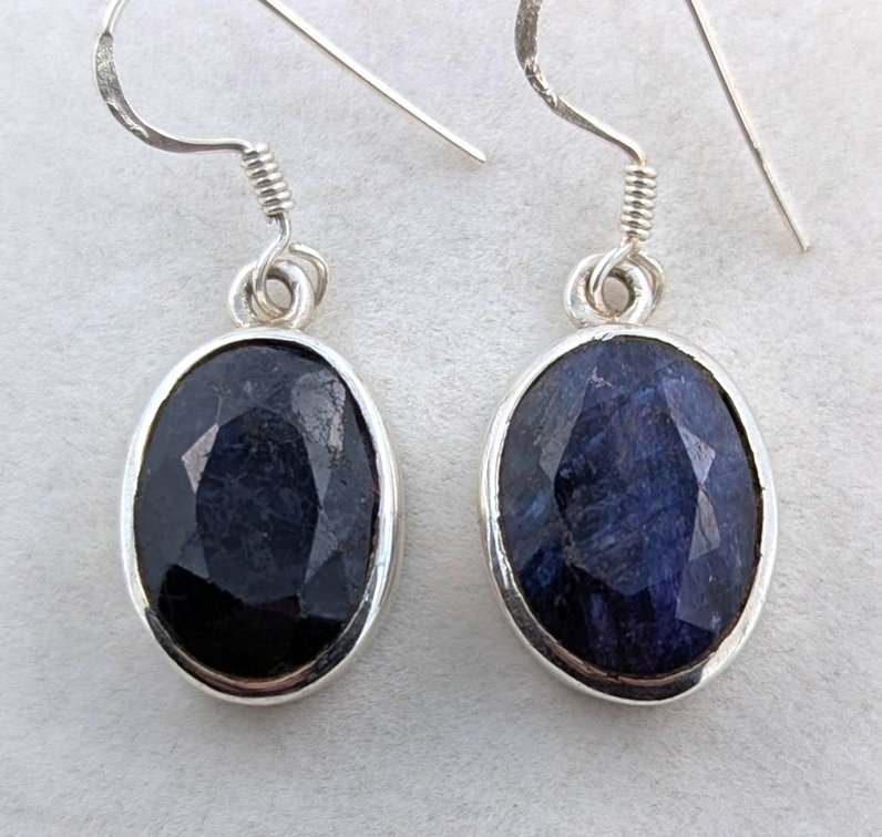 14.4 ct Certified Silver Sapphire gemstone Earrings ($11,566 Appraisal)