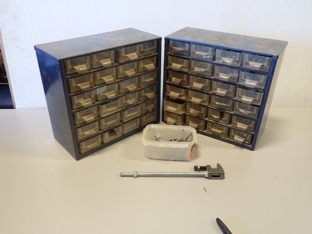 Multi-Drawer Hardware Storage Cabinets With Contents