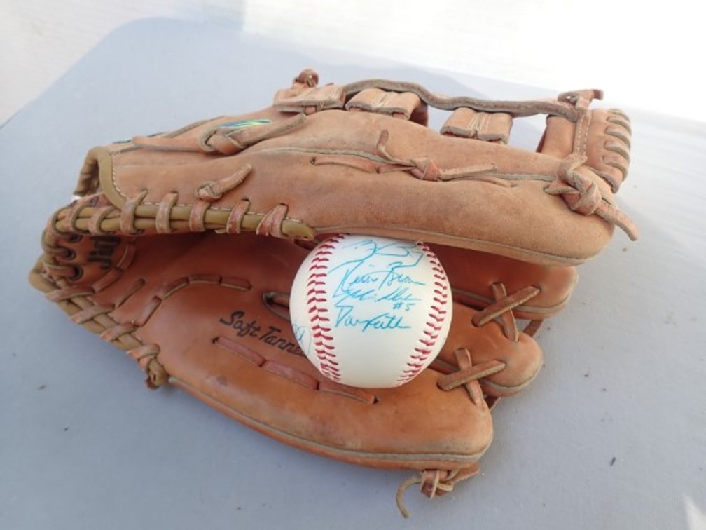 Craig Grebeck & Others - Autographed Baseball with Cooper Baseball Glove