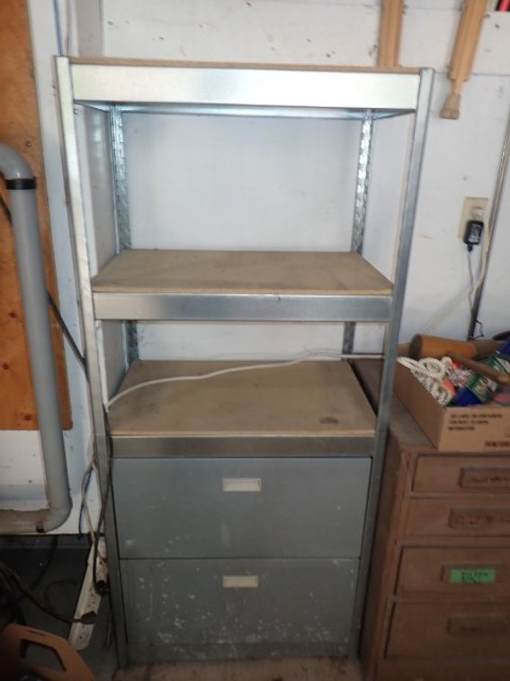 Metal Shelving Unit with Drawers