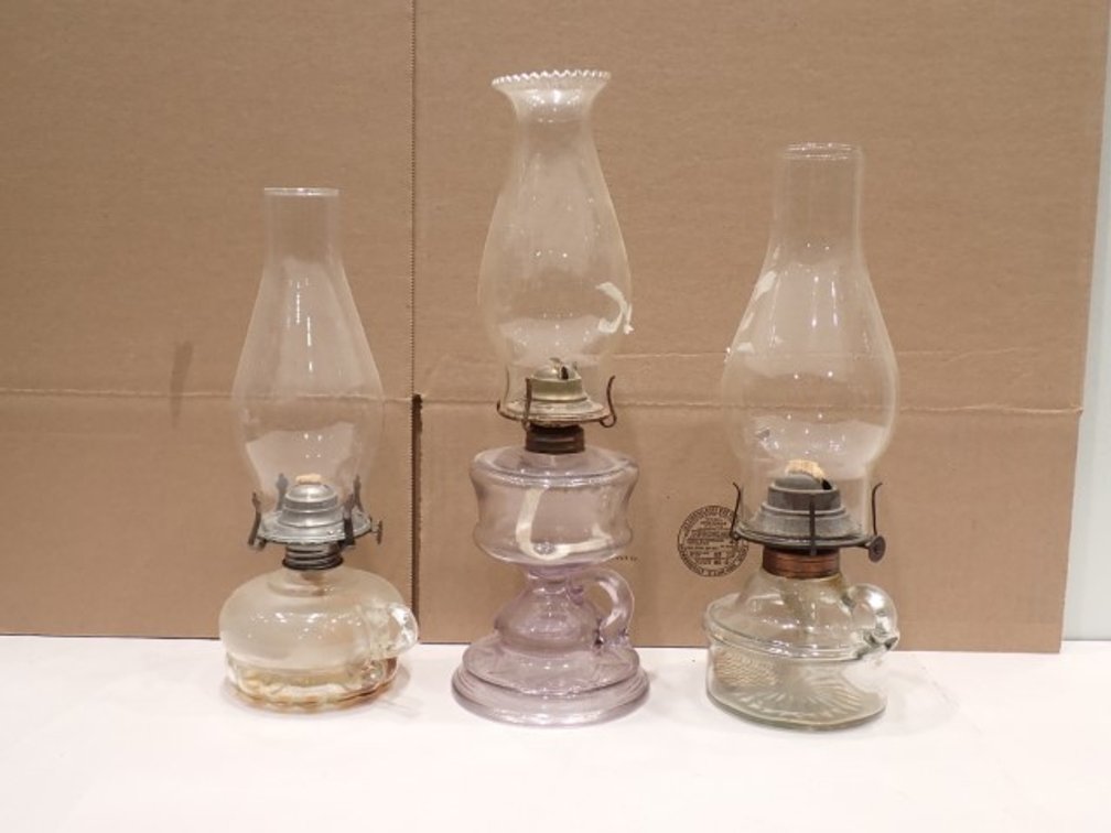 3 Glass Oil Lamps