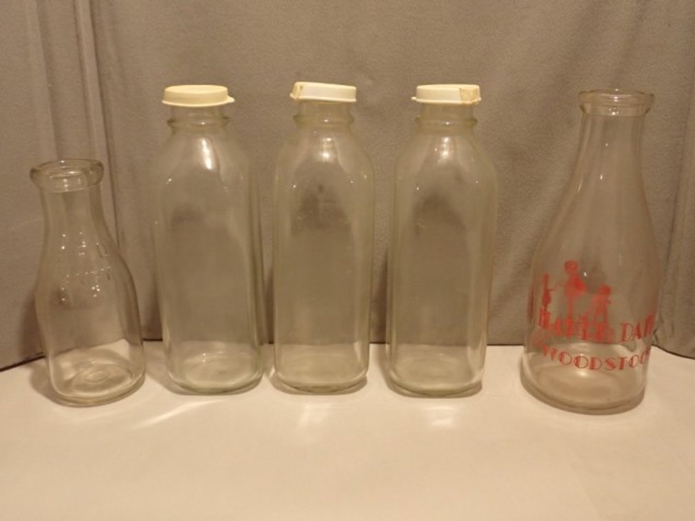 Vintage Glass Milk Bottles