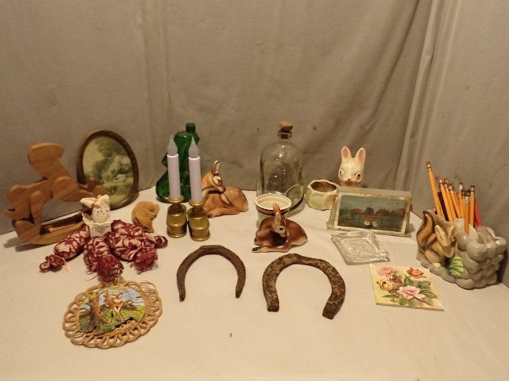 Dimple Pinch-Style Bottle, 4-cent Stamp and Other Collectibles