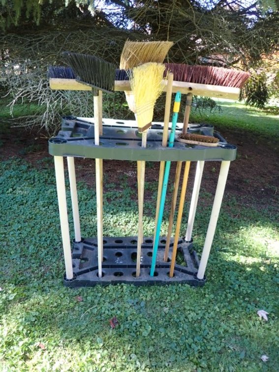 Garden Tool Shelf & Brooms