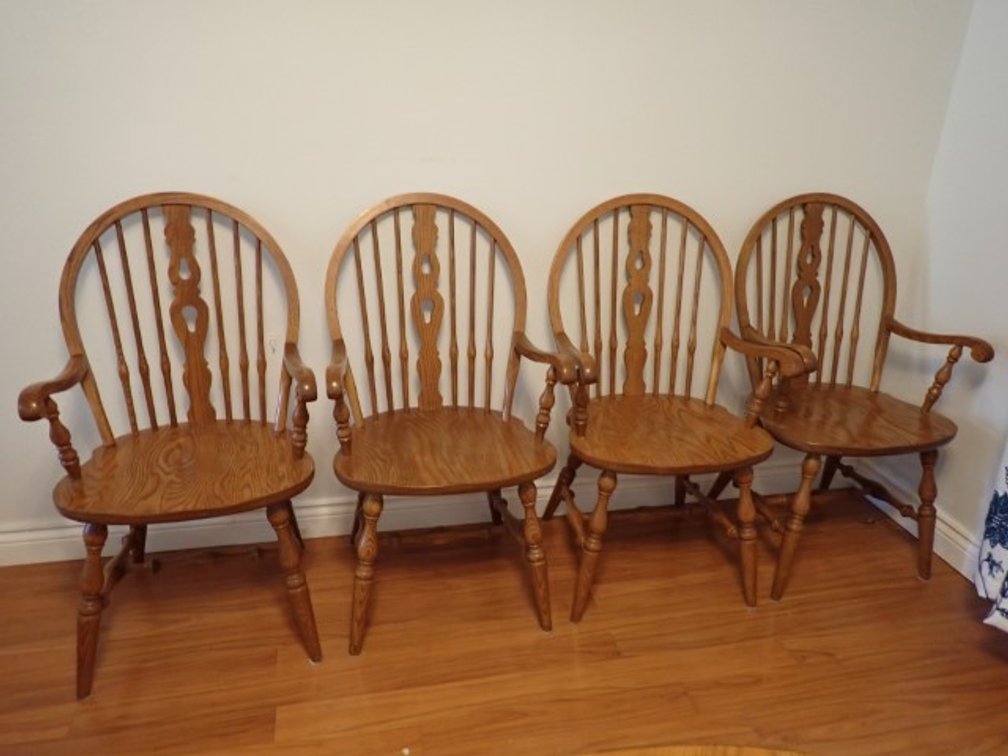 Oak Windsor-Style Dining Armchairs
