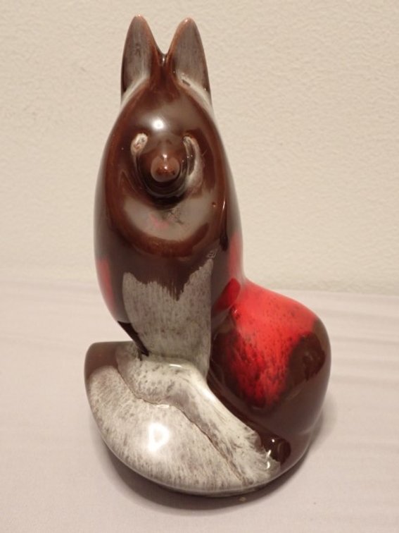 MCM Red Glazed Ceramic Fox Figurine