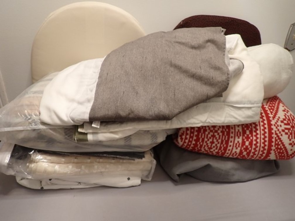 Various Bedding, Blankets, Pillows and Drapes