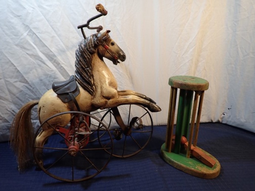 Mid Century PlaySkool Bang-A-Ball Toy & Victorian Horse Trike Repro