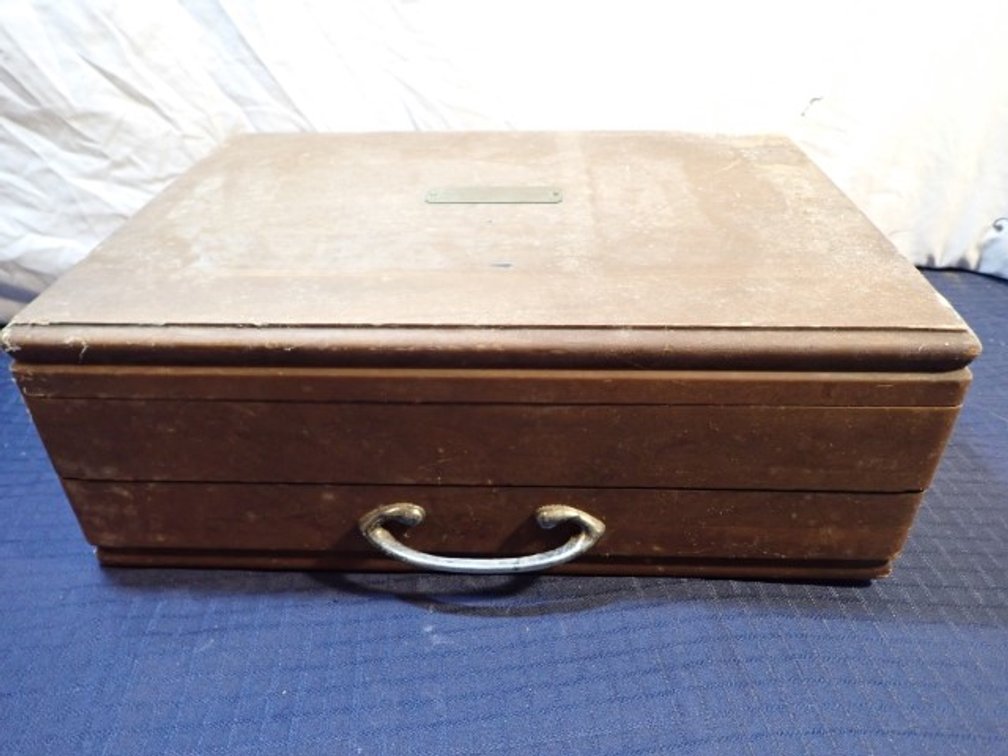 Silverplate Flatware Set with Wood Storage Box