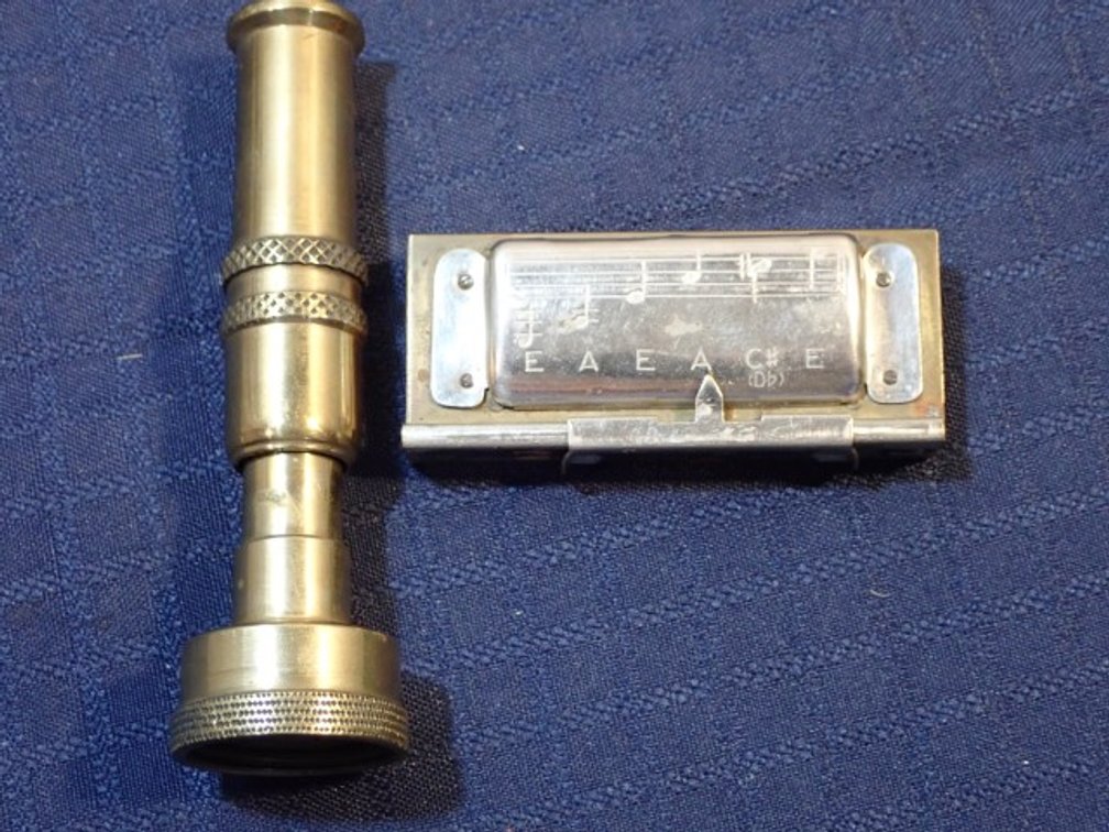 Hohner's Trutone Pitch Pipe & Brass Hose Nozzle