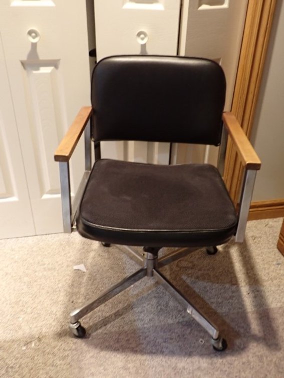 Vintage Chrome & Wood Office Chair