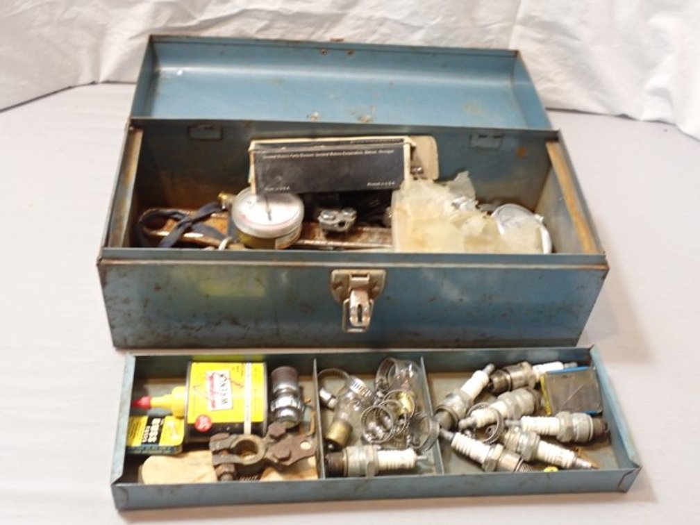 Beach Metal Tool Box With Contents