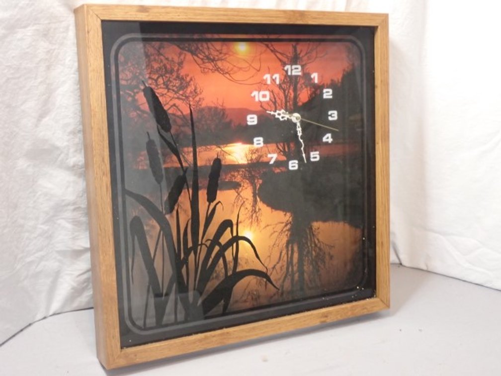 1970s Shadowbox Wall Clock